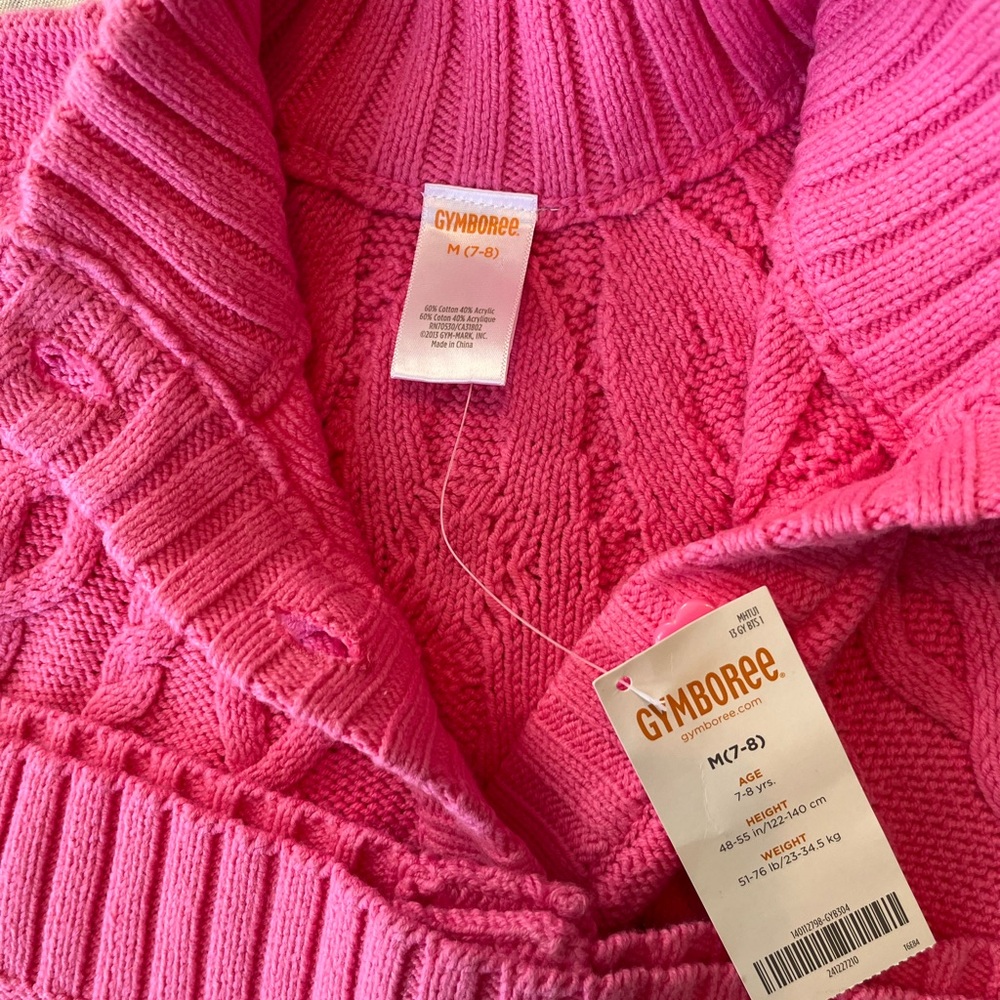 Gymboree Bright Pink Button-Up‎ Cardigan, short sleeve, crew neck, size M 7/8 - Picture 7 of 9